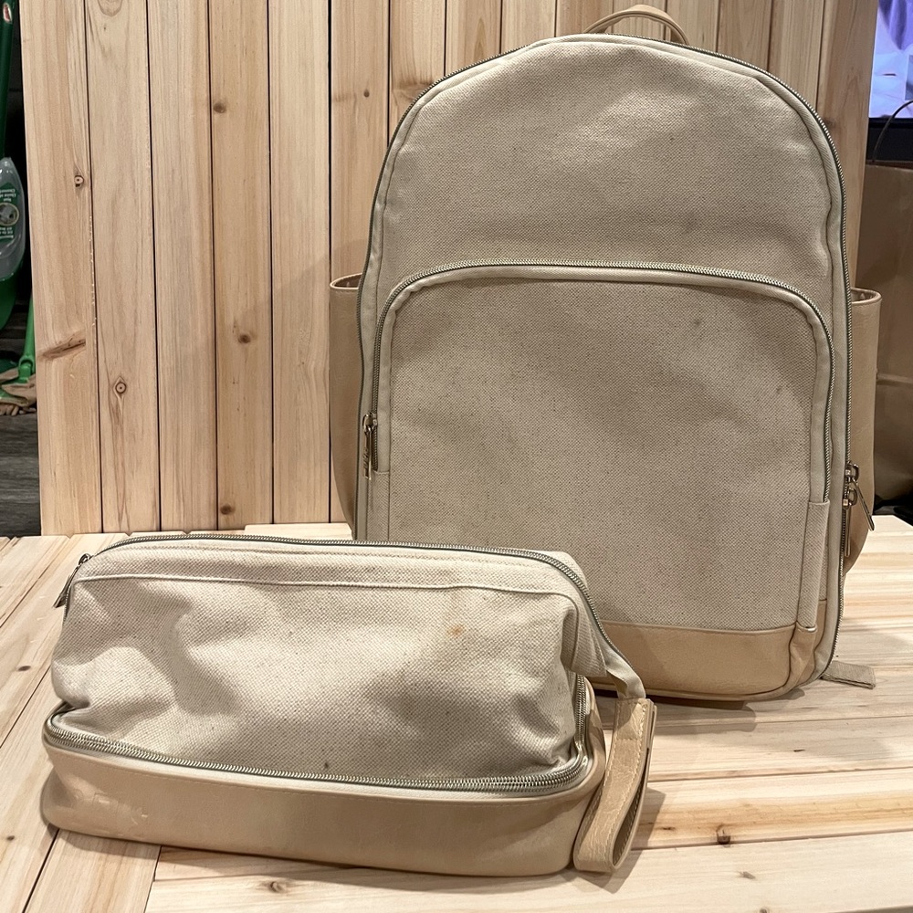 Beis Backpack and Dopp Toiletry Bag Bundle